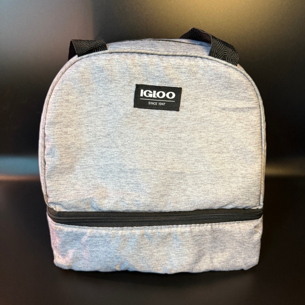 Igloo Dual Compartment Heather‎ Gray Polyester Insulated Lunch Bag Unisex OS